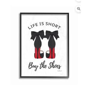 Stupell Industries Fashion Designer Buy The Shoes Black Red Wall Art 16"x20"